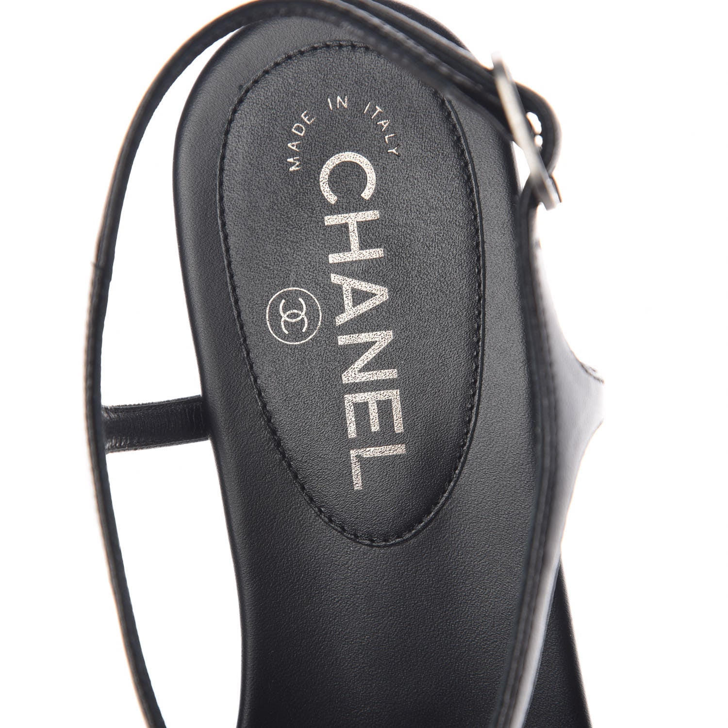 Chanel Lambskin Crystal CC Thong Sandals 39 Black 7 of 8