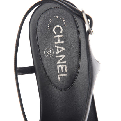 Chanel Lambskin Crystal CC Thong Sandals 39 Black 7 of 8