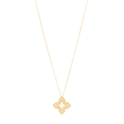 Roberto Coin 18K Yellow Gold Diamond Medium Venetian Princess Flower Pendant Necklace 1 of 5