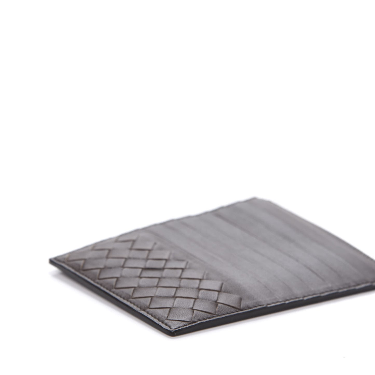 Calfskin Intrecciato Card Case Fondente