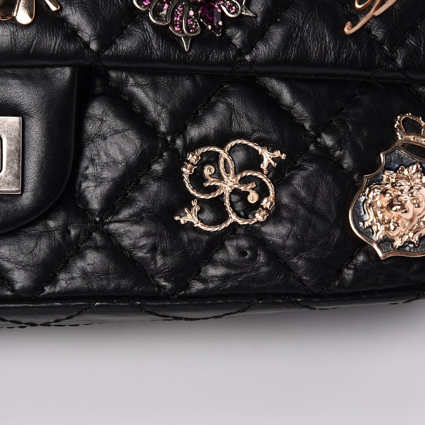 Aged Calfskin Lucky Charms 2.55 Reissue 225 Flap Black