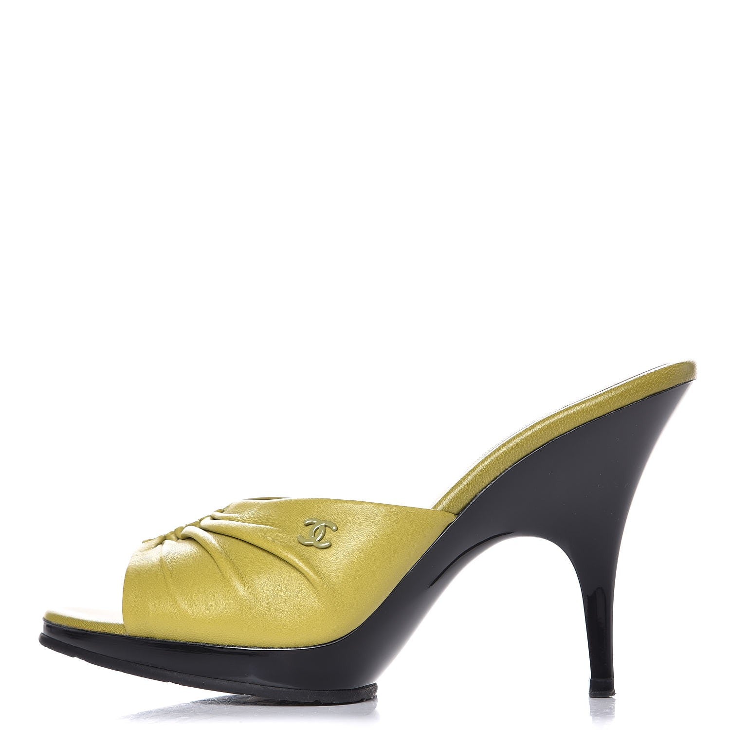Chanel Lambskin CC Mules 6.5 Green 1 of 10