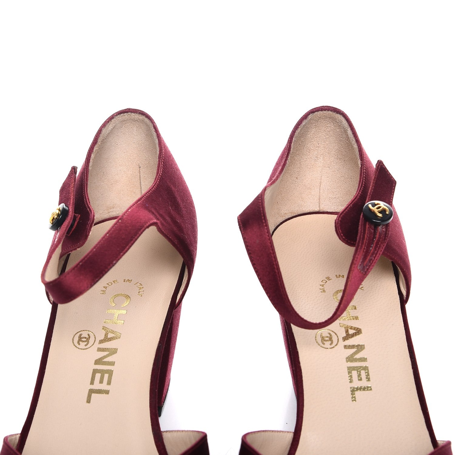 Chanel Satin Mary Jane Pumps 38.5 Bordeaux 8 of 10