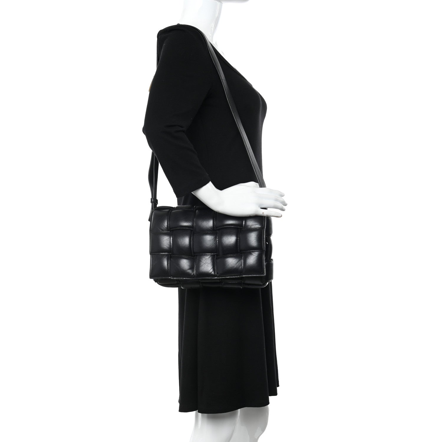 Bottega Veneta Paper Calfskin Maxi Intreccio Padded Cassette Crossbody Bag Black 2 of 9
