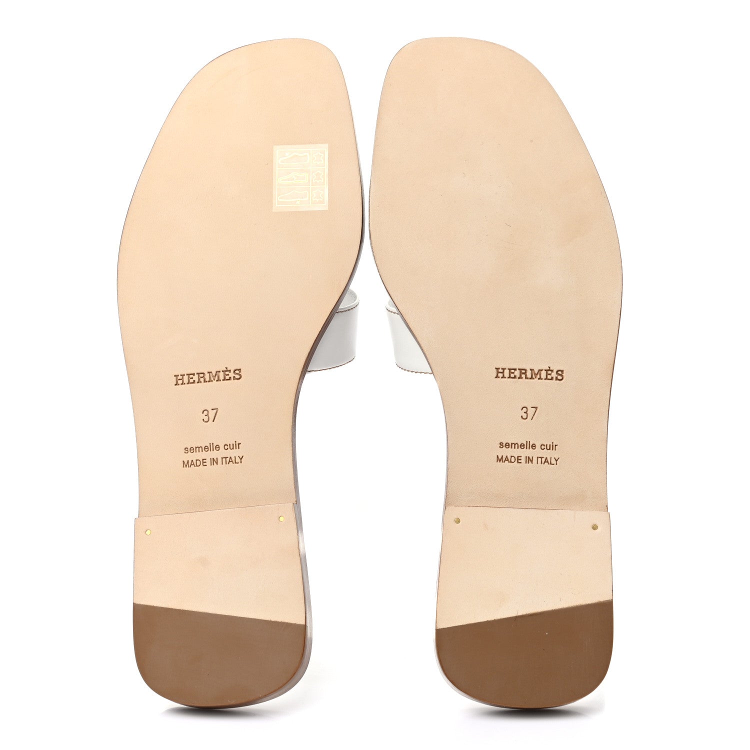 Hermes Box Calfskin Oran Sandals 37 White 7 of 9