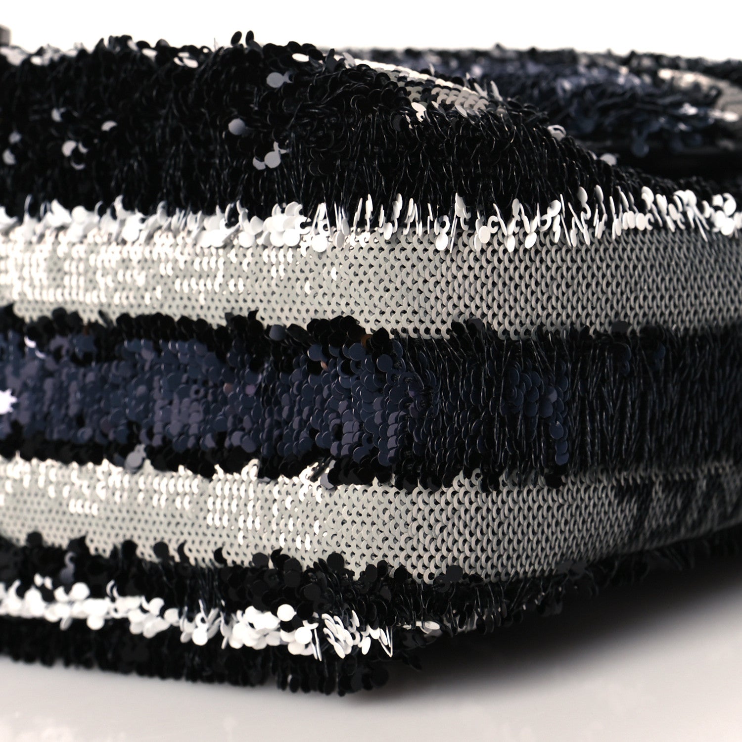 Chanel Sequin Logo Small Flap Black White 7 of 8
