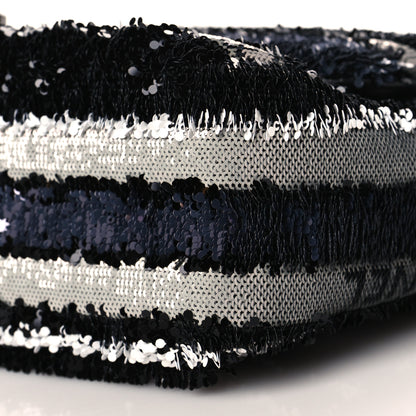 Chanel Sequin Logo Small Flap Black White 7 of 8