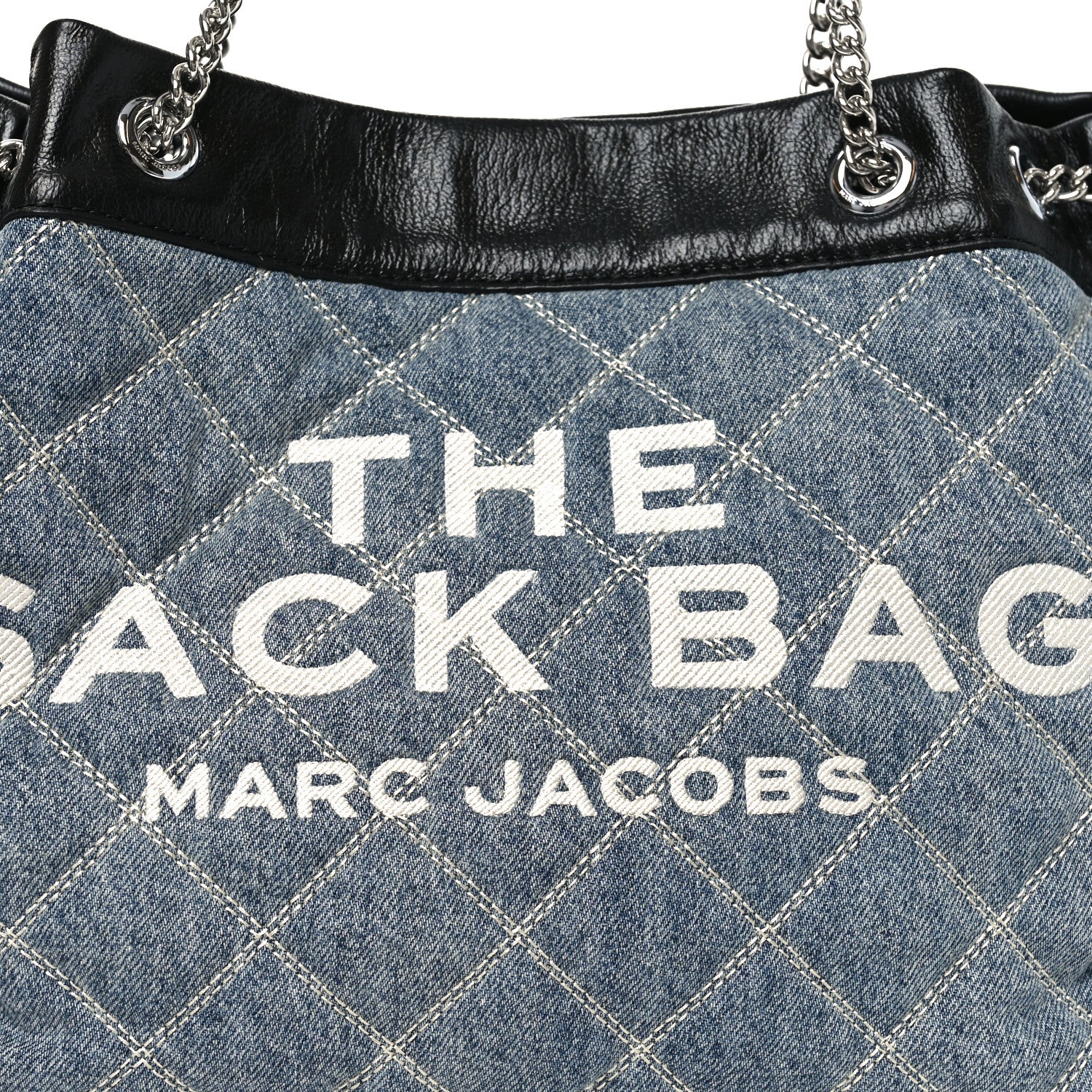 Marc Jacobs Denim Quilted Chain Large The Sack Bag Light Wash Indigo 7 of 9