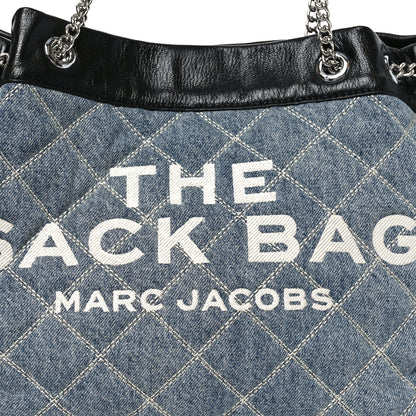 Marc Jacobs Denim Quilted Chain Large The Sack Bag Light Wash Indigo 7 of 9