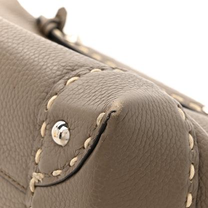 Fendi Vitello Stampa Granata Macro Stitchings Medium By The Way Boston Bag Tartufo 12 of 15
