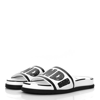 Fendi X JOSHUA VIDES Roma Calfskin Fussbetts Slide Sandals 36 Snow White Black 3 of 7