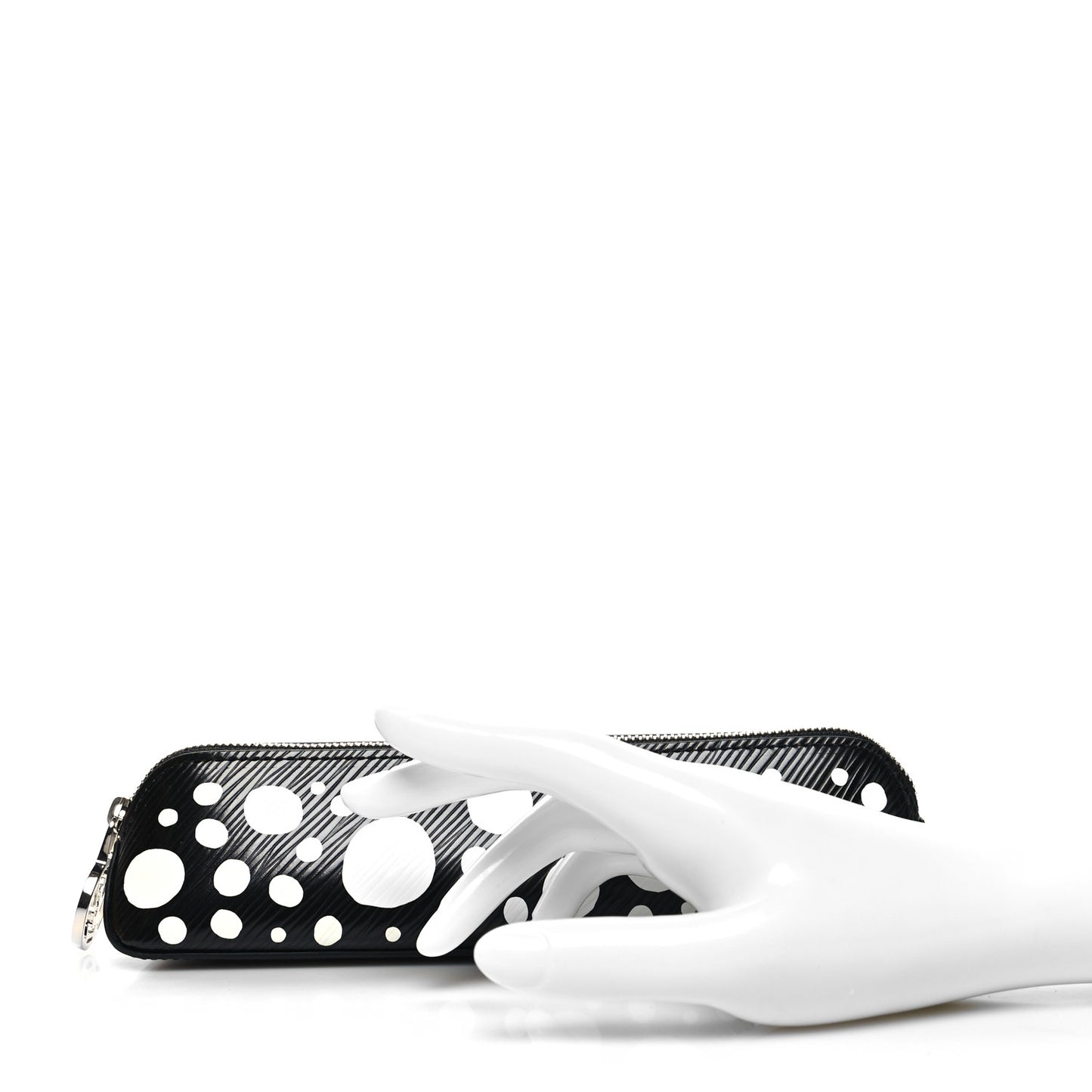 X YK Epi Infinity Dots Elizabeth Pencil Pouch Black White