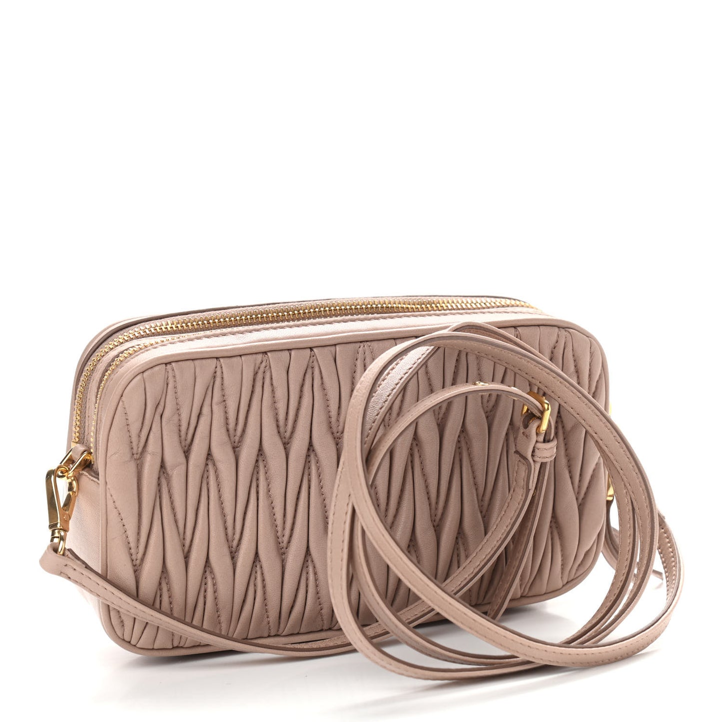 Nappa Matelasse Double Zip Shoulder Bag Cammeo
