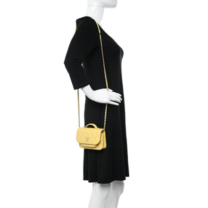 Chanel Caviar Quilted Business Affinity Clutch With Chain Flap Yellow 3 of 13