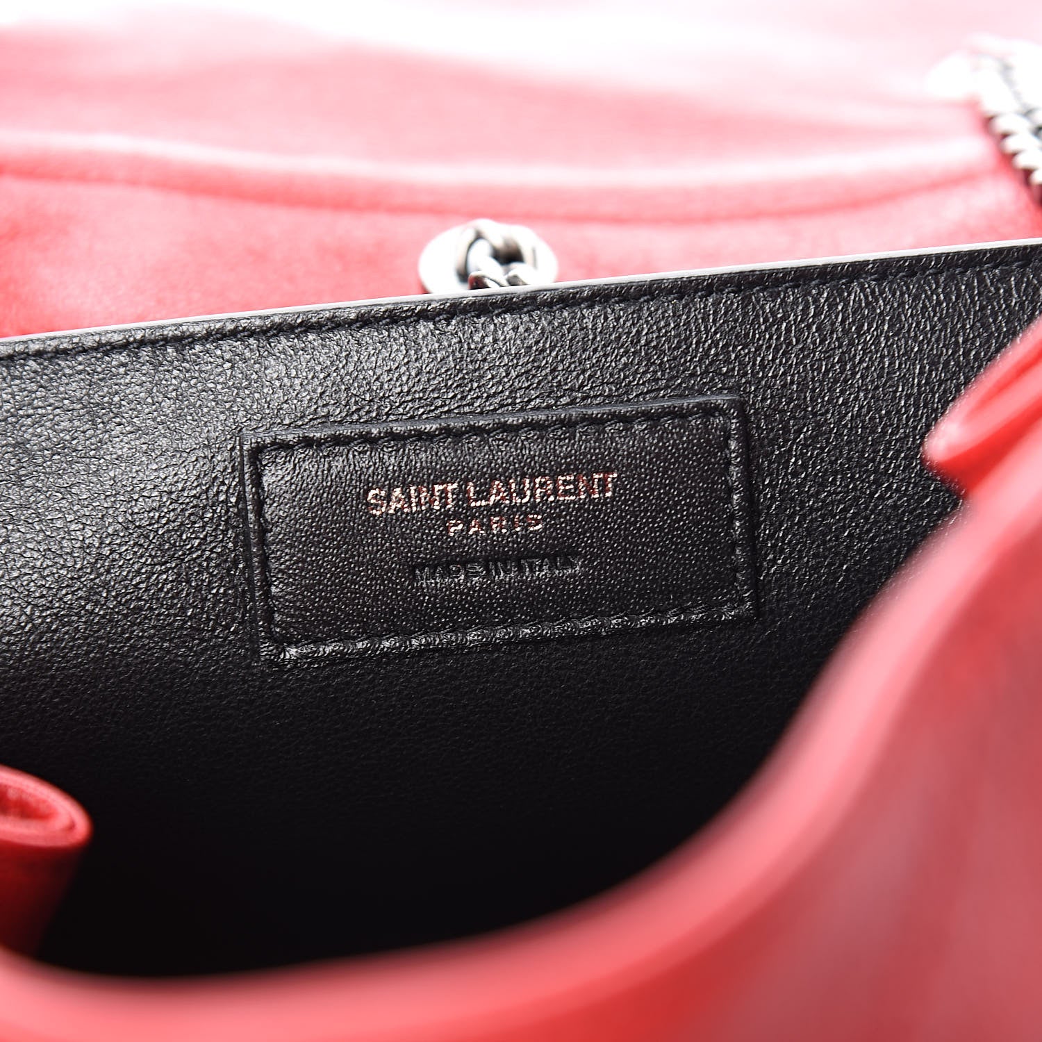 Saint Laurent Pebbled Lambskin Chevron Monogram Small Nolita Red 6 of 9