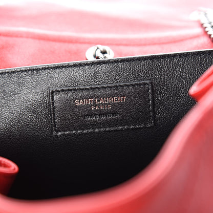 Saint Laurent Pebbled Lambskin Chevron Monogram Small Nolita Red 6 of 9