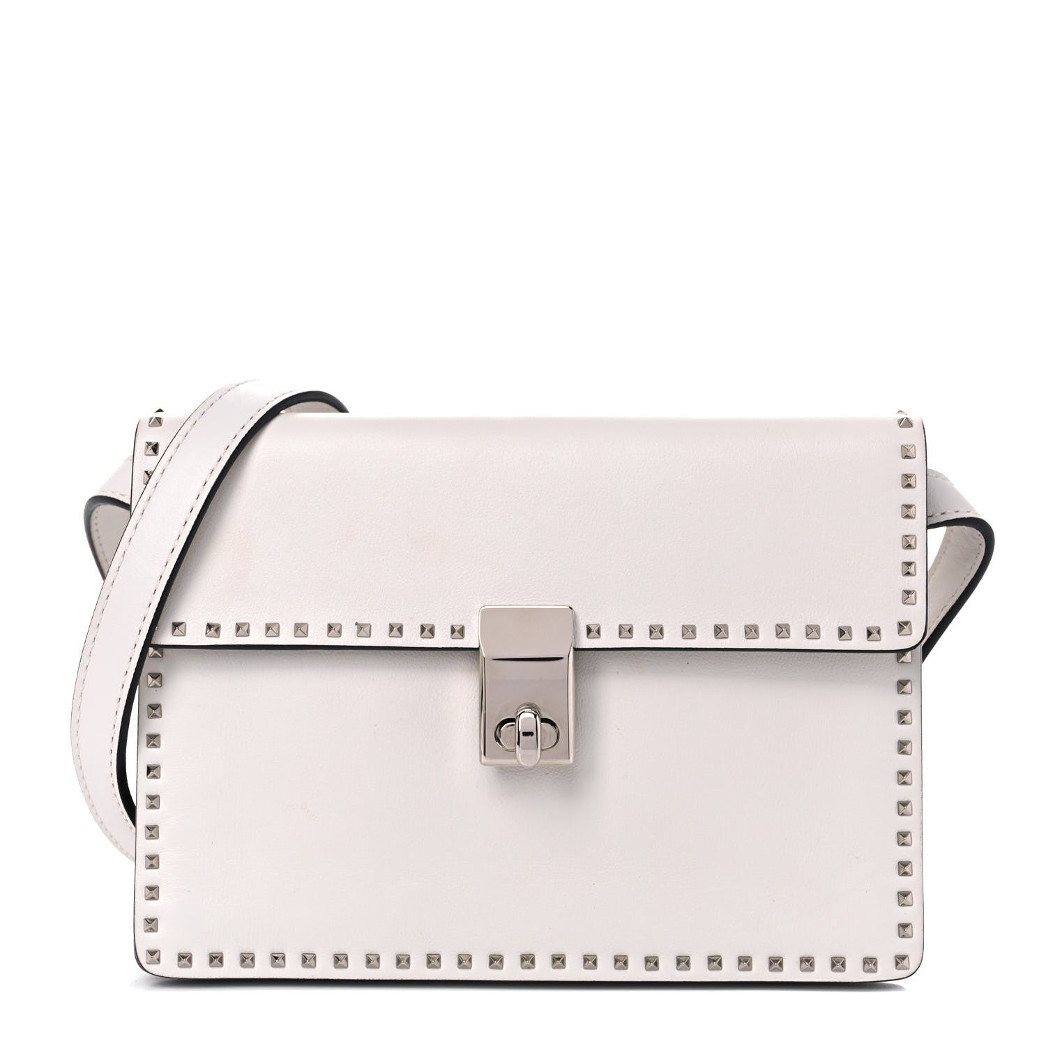 Valentino Garavani Calfskin Small Rockstud Cabana Crossbody Bag White 1 of 10