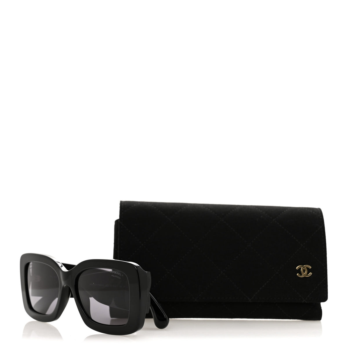Chanel Acetate Quilted CC Rectangle Sunglasses 5483-A Black 8 of 8