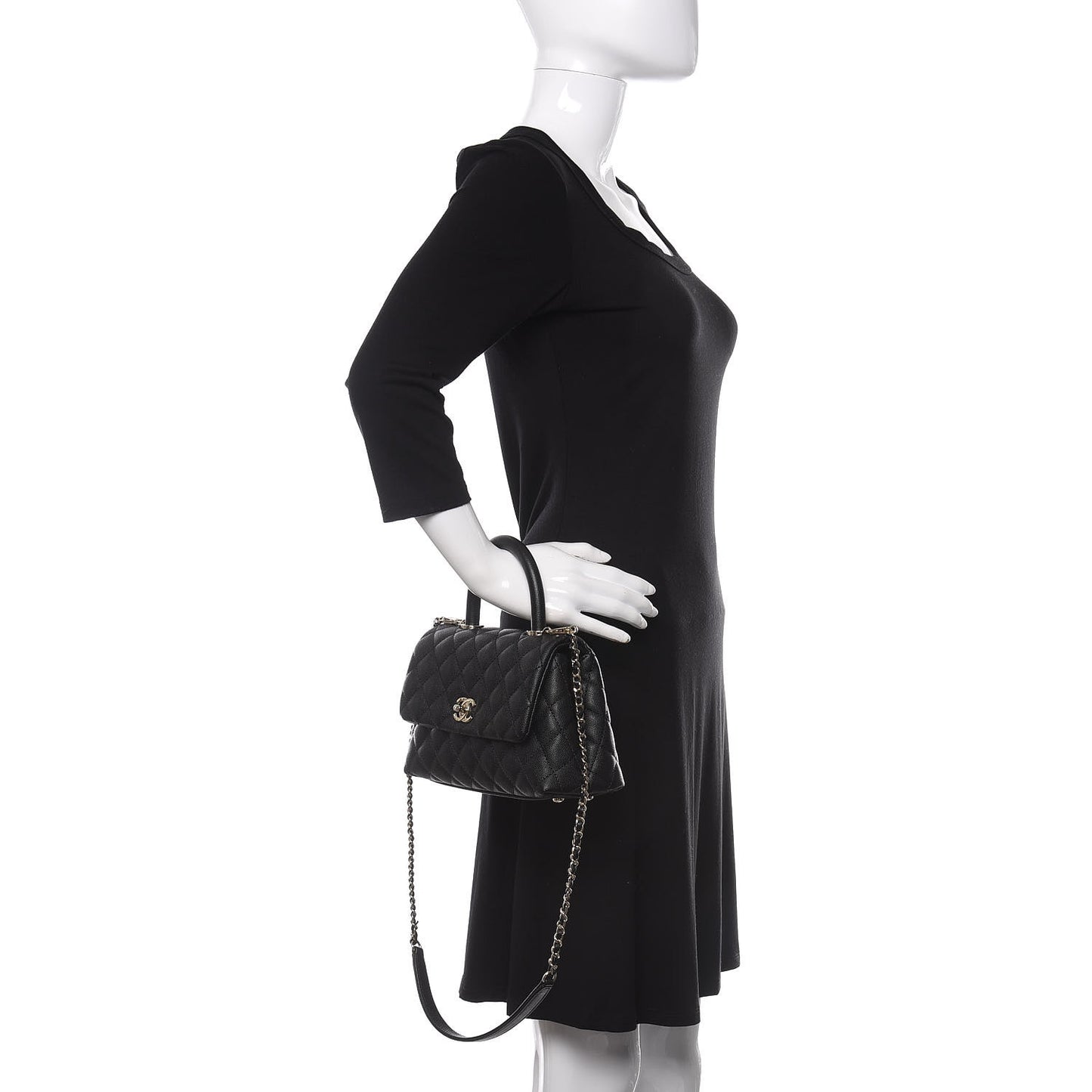 Caviar Quilted Mini Coco Handle Flap Black