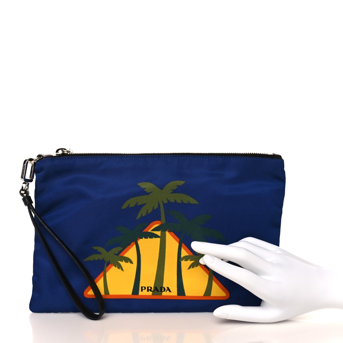 Tessuto Nylon Saffiano Wristlet Bluette