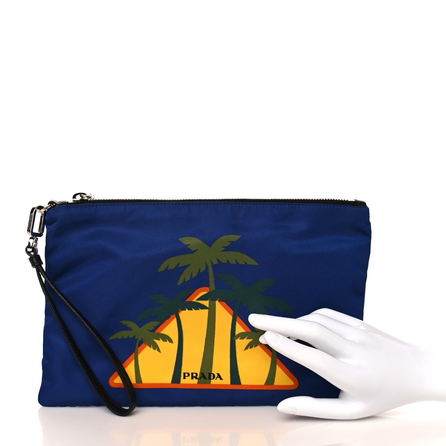 Prada Tessuto Nylon Saffiano Wristlet Bluette 2 of 7