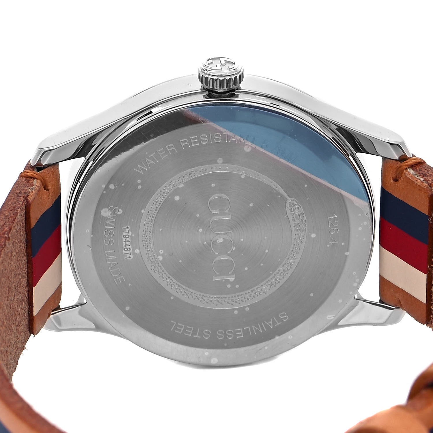 Gucci Stainless Steel Calfskin 38mm G-Timeless Stripe Web Quartz Watch Brown 4 of 5