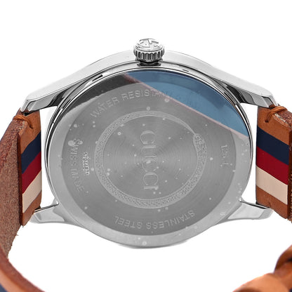 Gucci Stainless Steel Calfskin 38mm G-Timeless Stripe Web Quartz Watch Brown 4 of 5