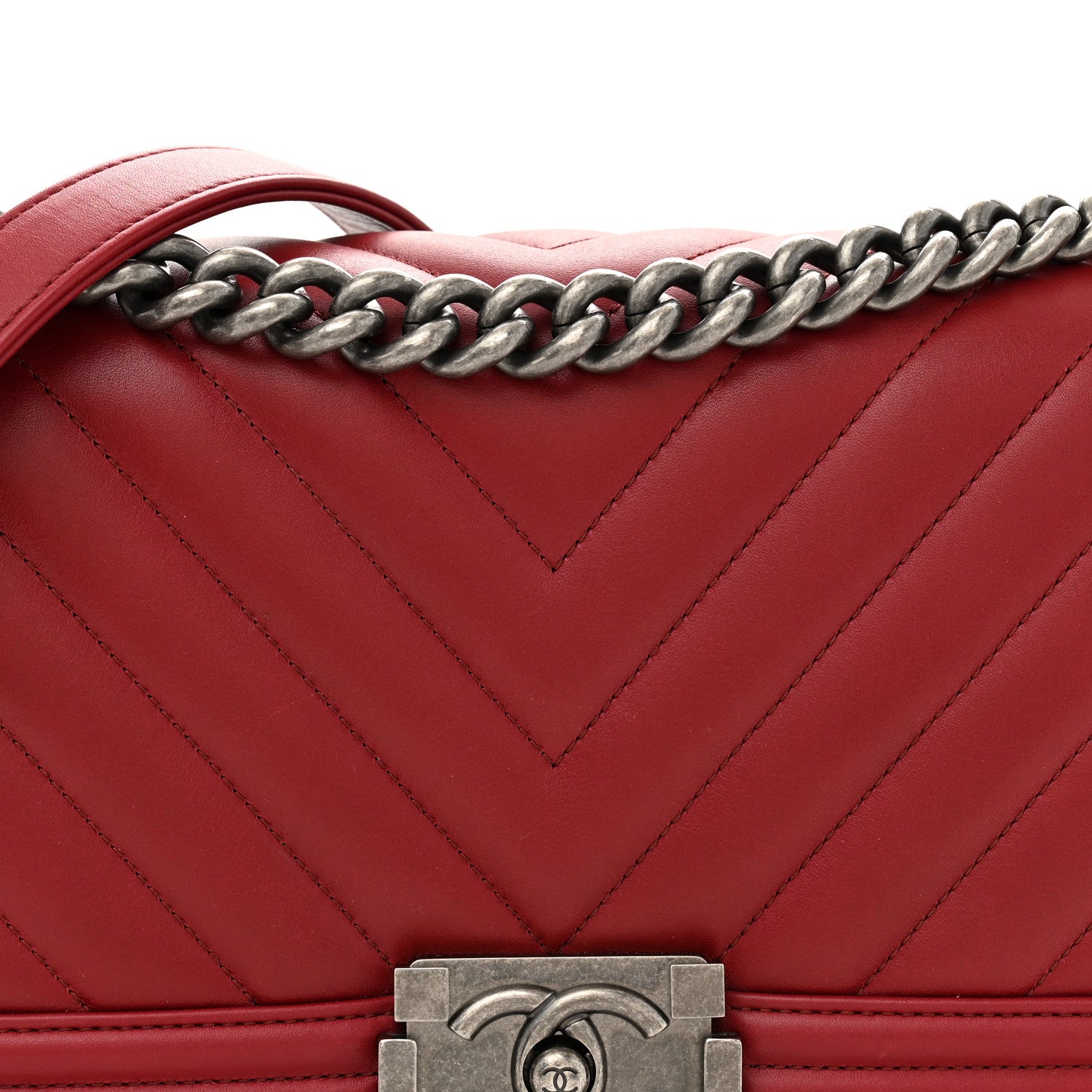 Chanel Calfskin Chevron Quilted Medium Boy Flap Dark Red 8 of 12