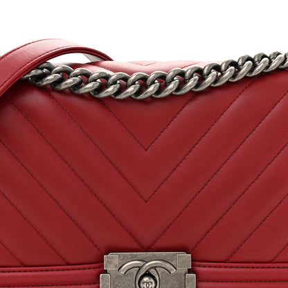 Chanel Calfskin Chevron Quilted Medium Boy Flap Dark Red 8 of 12