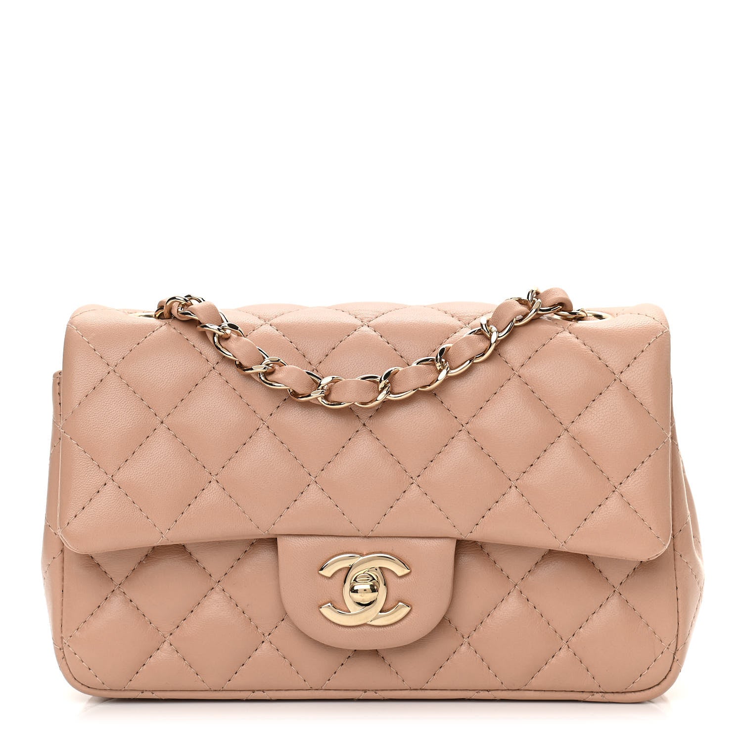Chanel Lambskin Quilted Mini Rectangular Flap Beige 1 of 9