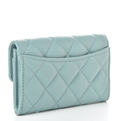 Chanel Caviar Quilted Flap Card Holder Wallet Blue 3 of 9