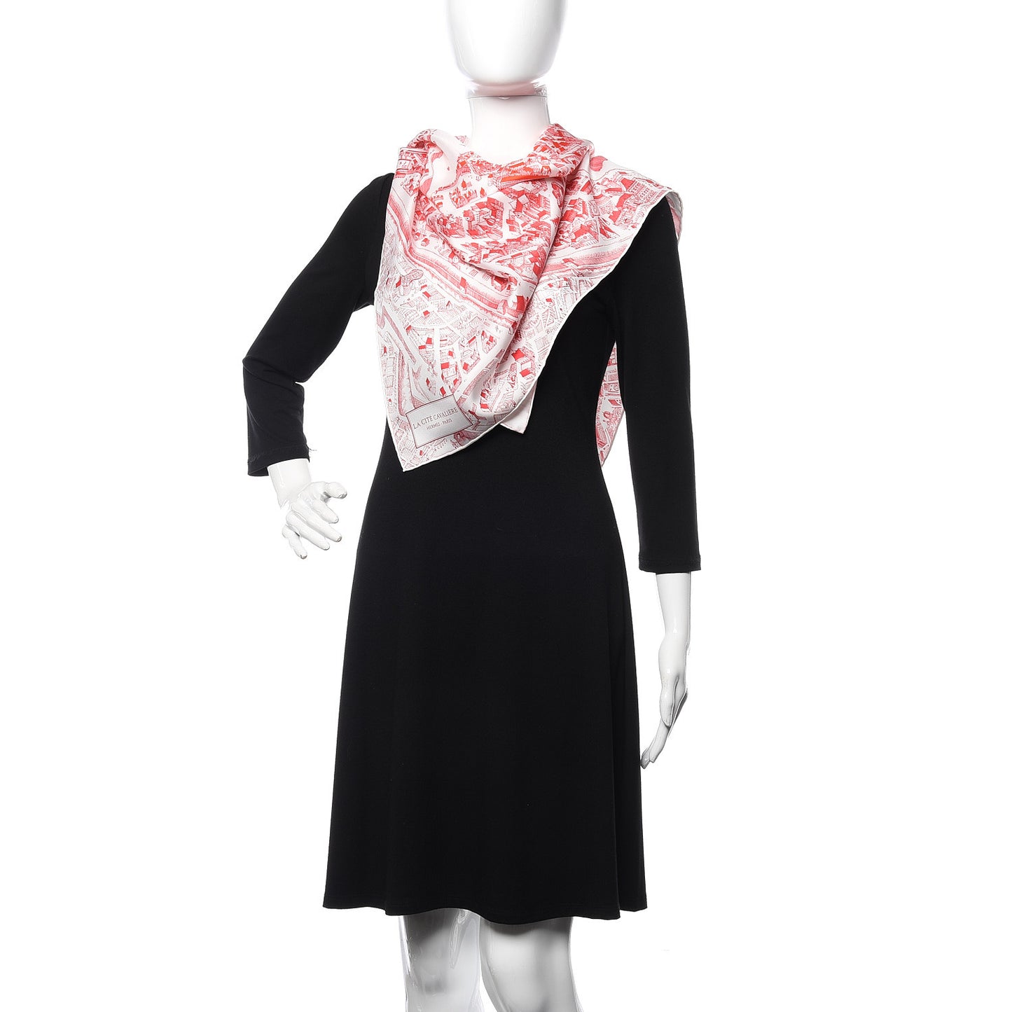 Silk La Cite Cavaliere Scarf 90 White Rouge Bordeaux
