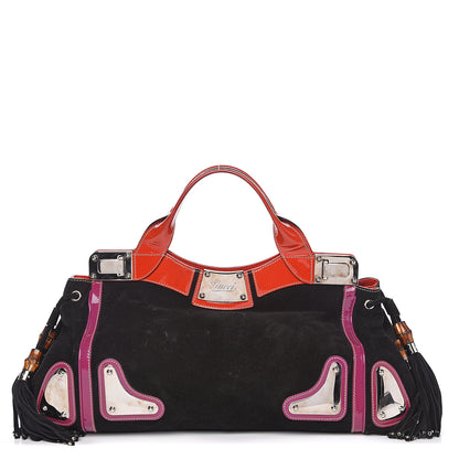 Gucci Suede Race Medium Top Handle Tote Black 1 of 11