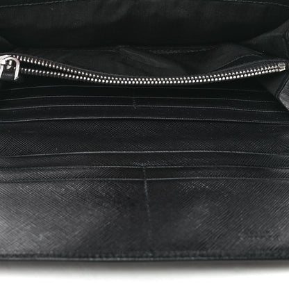 Prada Saffiano Triangle Continental Flap Wallet Black 4 of 4