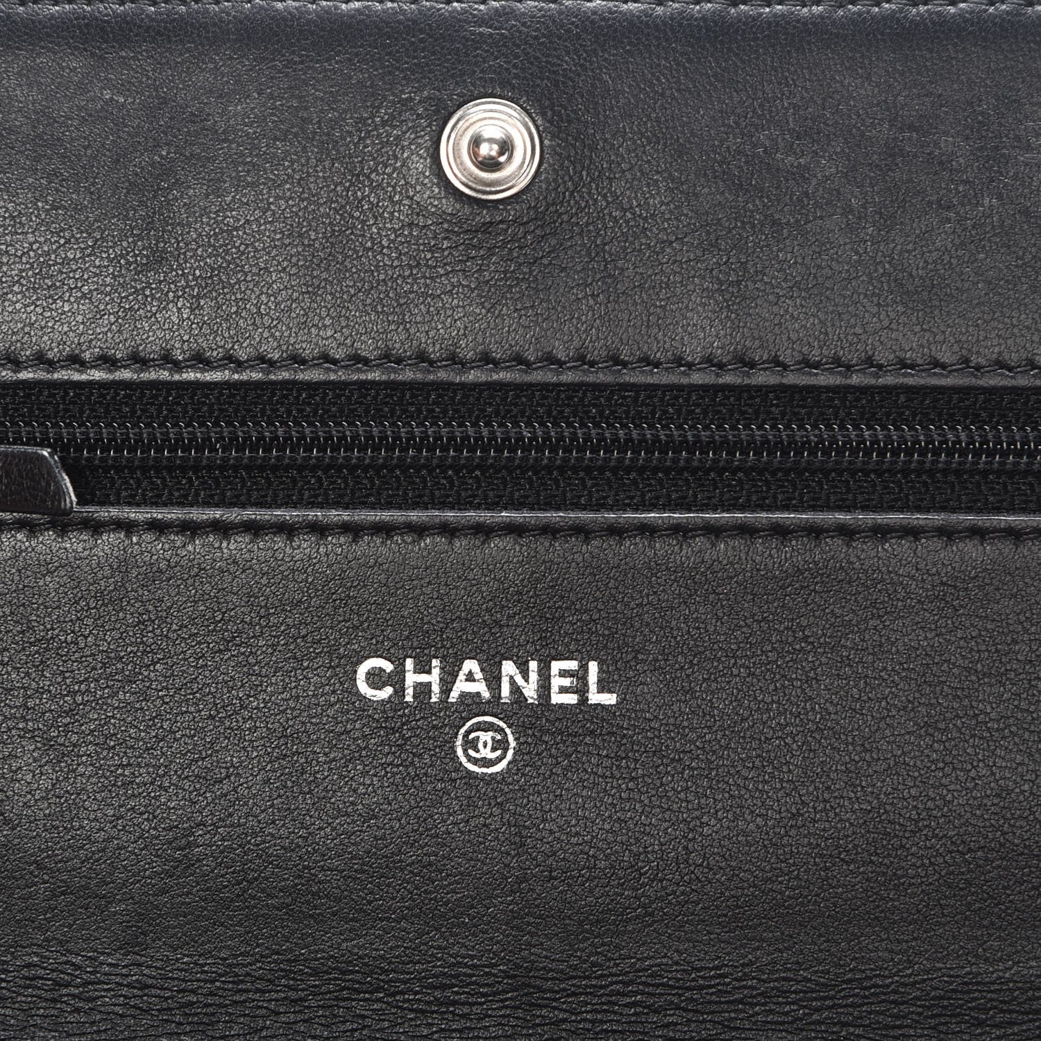 Chanel Lambskin Camellia Embossed Wallet On Chain WOC Black 6 of 8