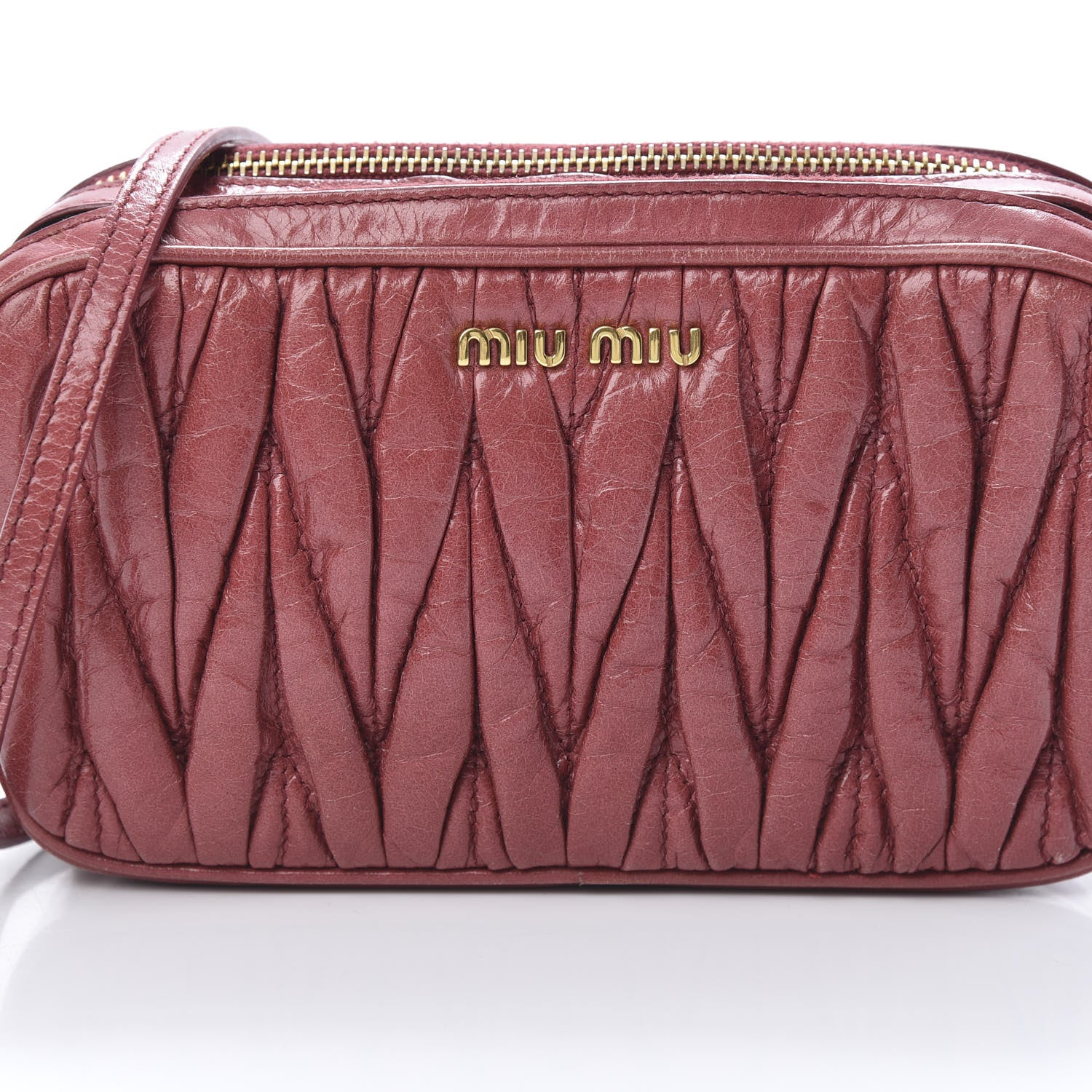 Miu Miu Nappa Matelasse Double Zip Pochette Clutch Loto 9 of 11