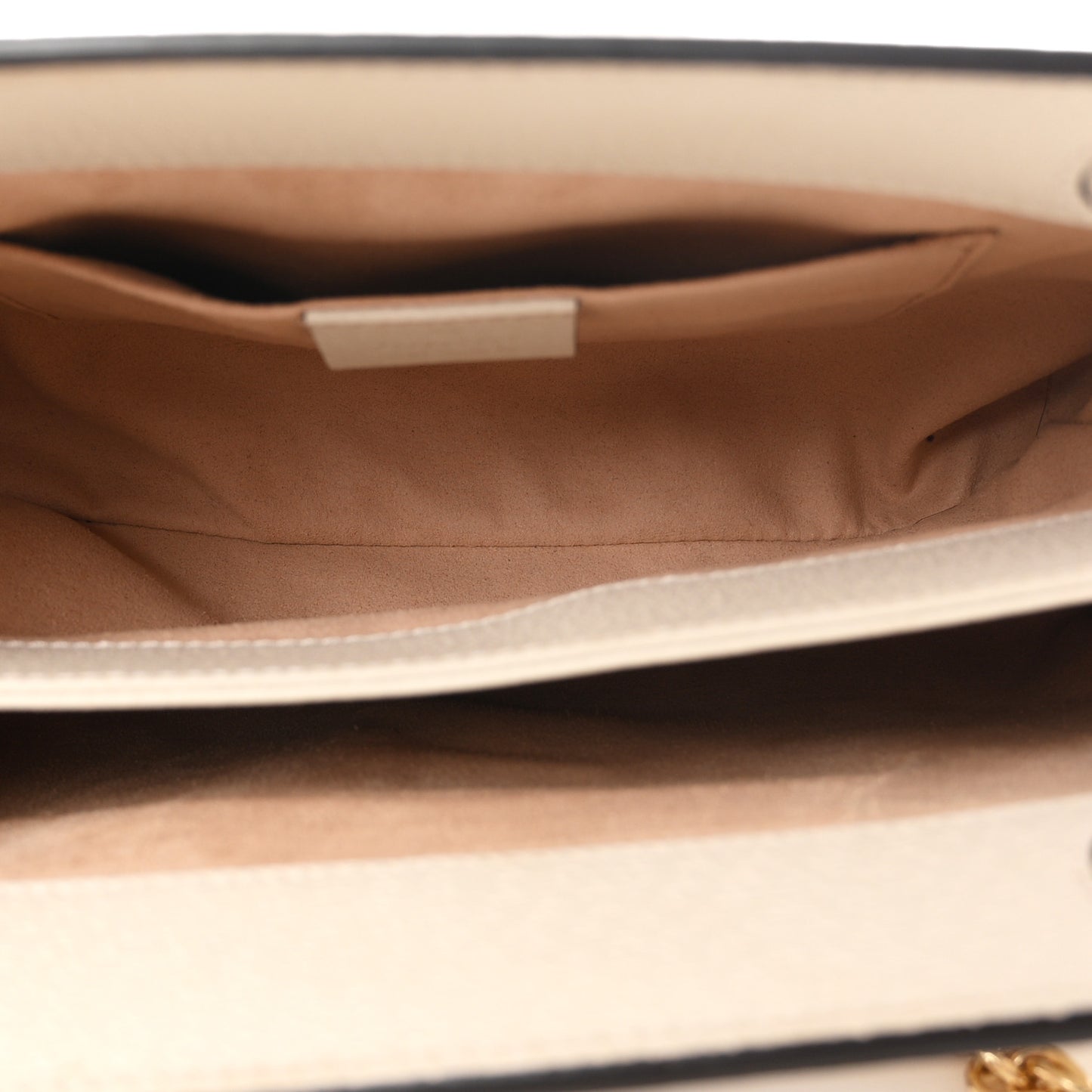 Textured Calfskin Web Small Ophidia Chain Shoulder Bag Mystic White