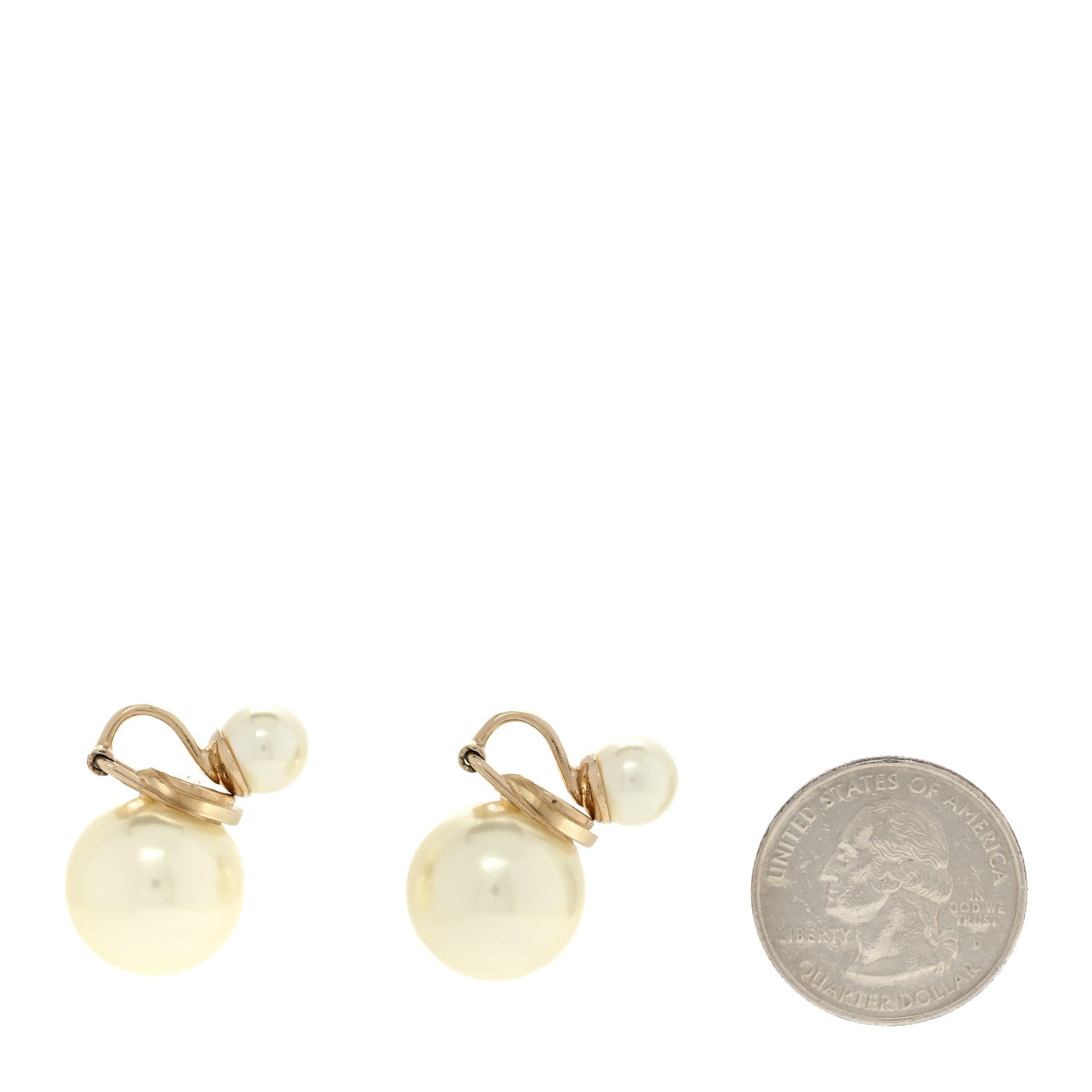 Christian Dior Pearl Clip On Earrings Gold 2 of 4