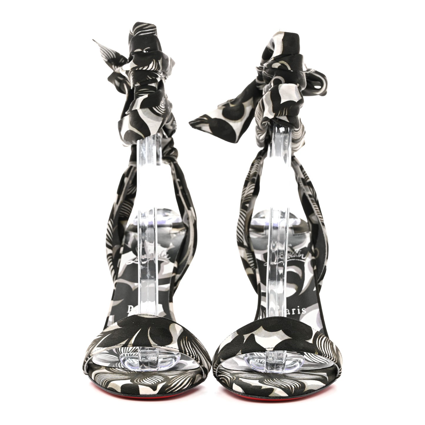 Crepe Satin Du Desert 100 Ankle Wrap Sandals 37.5 Black White