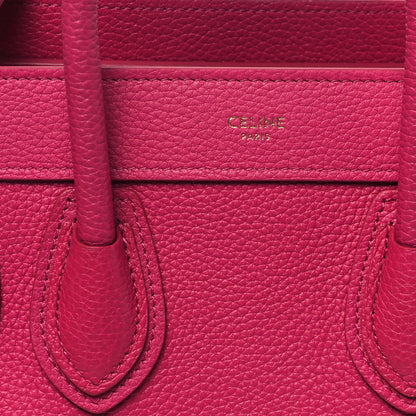 Celine Drummed Calfskin Nano Luggage Fuchsia 7 of 9