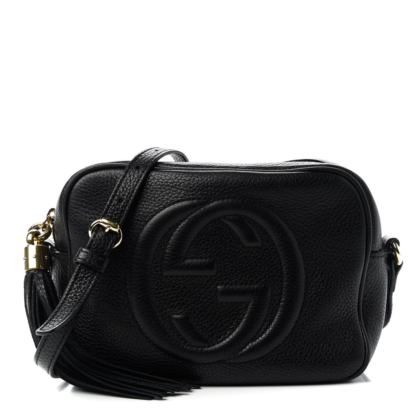 Pebbled Calfskin Small Soho Disco Bag Black
