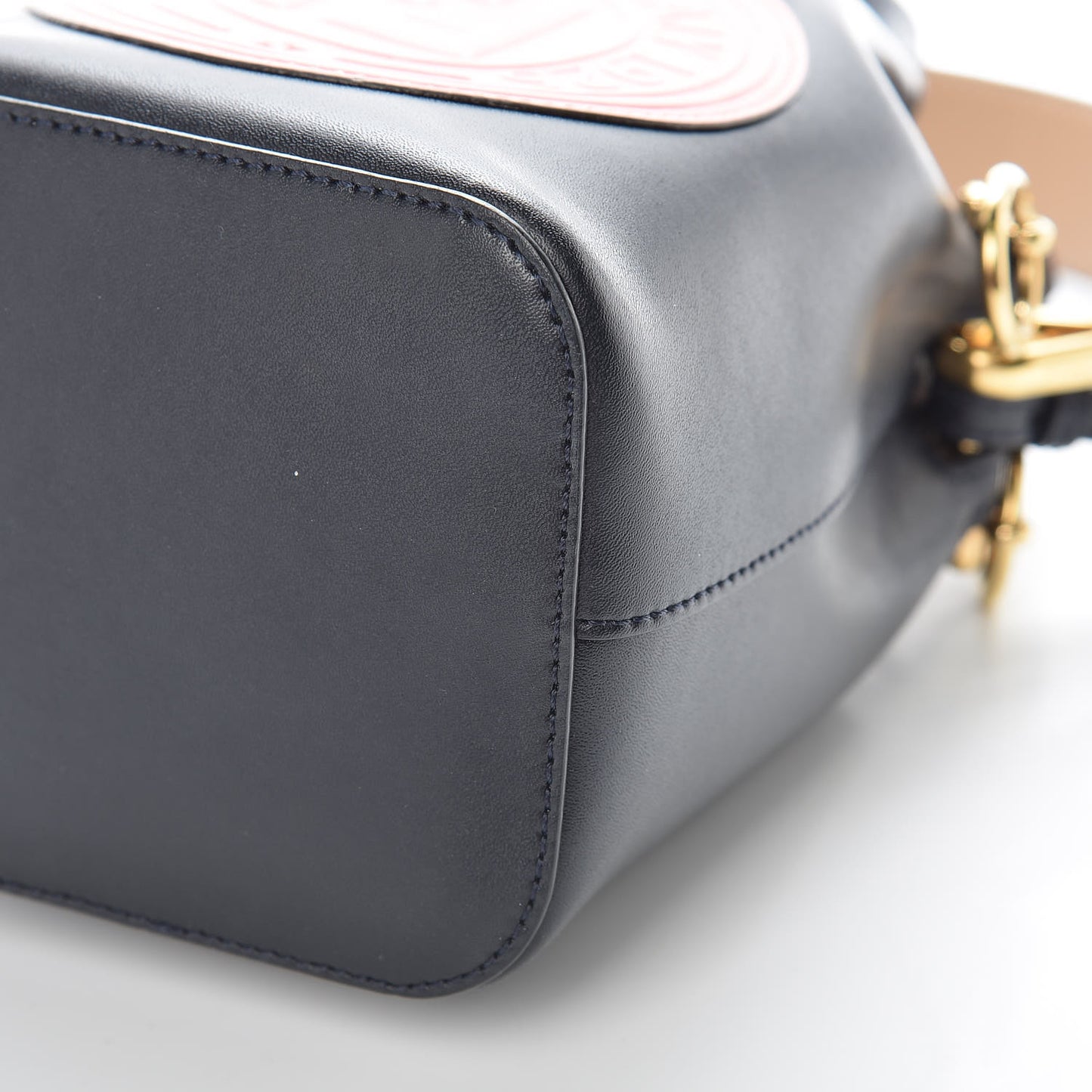 Vitello Liberty F is Fendi Stamp Patch Mini Mon Tresor Bucket Bag Blue Notte Cuoio Flamingo