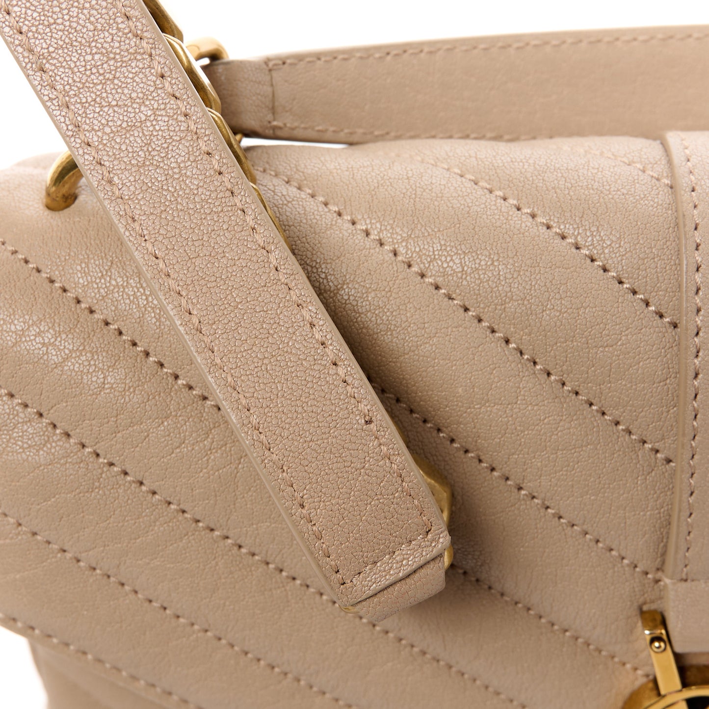 Sheepskin Matelasse Chevron Monogram Medium College Bag Dark Beige