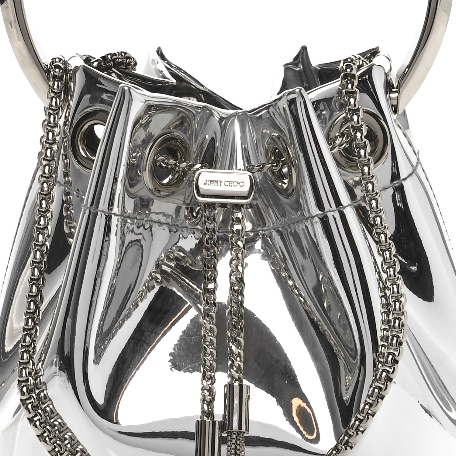 Jimmy Choo Metallic Patent Bon Bon Bag Silver 7 of 9