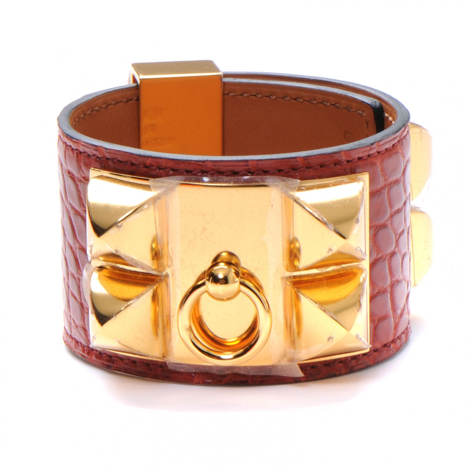 Hermes Alligator Collier De Chien CDC Bracelet Rouge H Small 1 of 7
