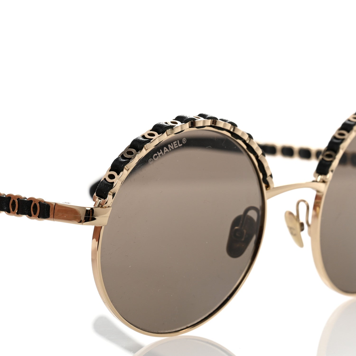 Chanel Metal Calfskin Round Chain Sunglasses 4265-Q Black 7 of 9