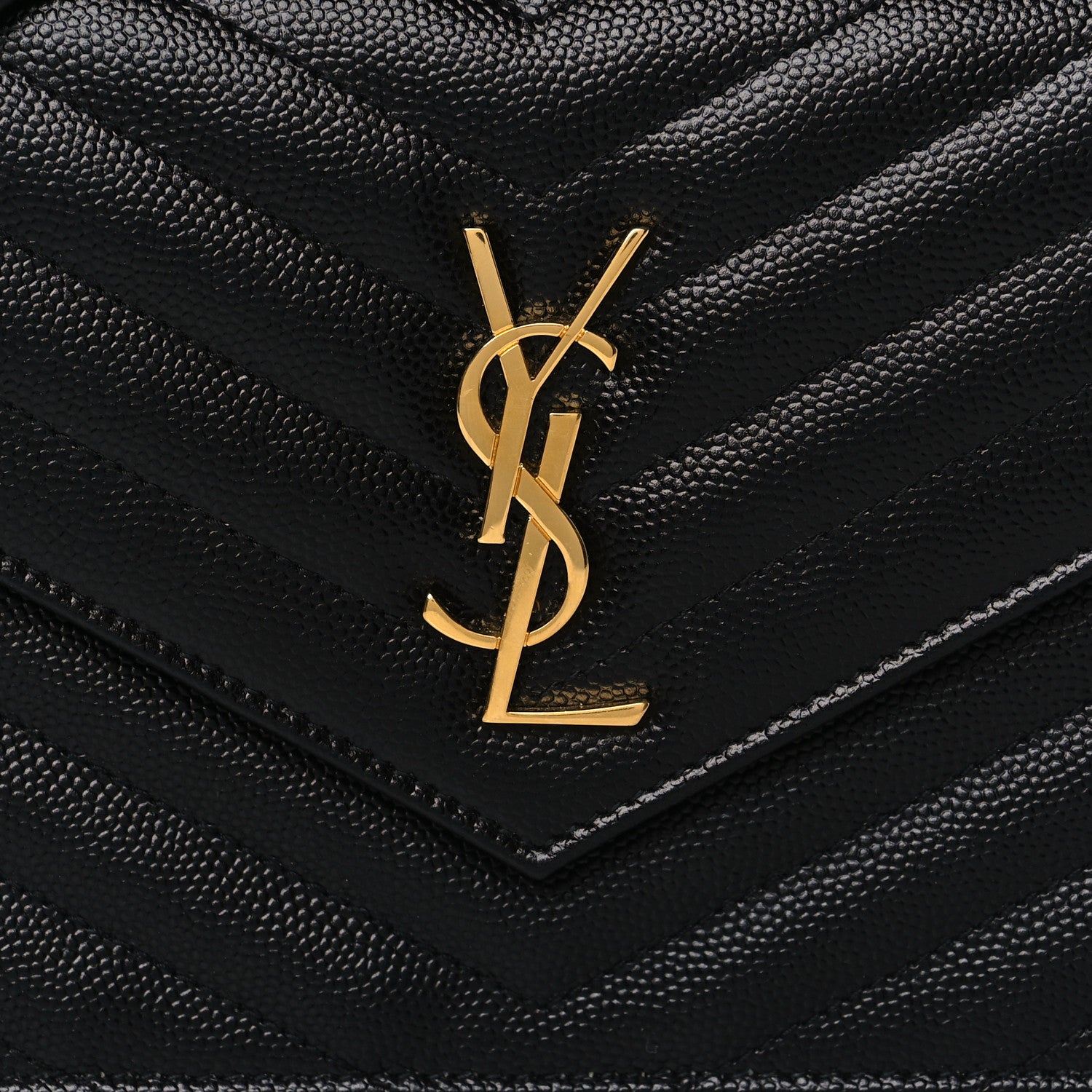 Saint Laurent Grain De Poudre Matelasse Chevron Monogram Envelope Chain Wallet Black 8 of 11