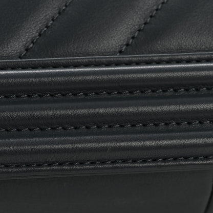 Chanel Calfskin Chevron Quilted New Medium Boy Flap Dark Navy Blue 12 of 12