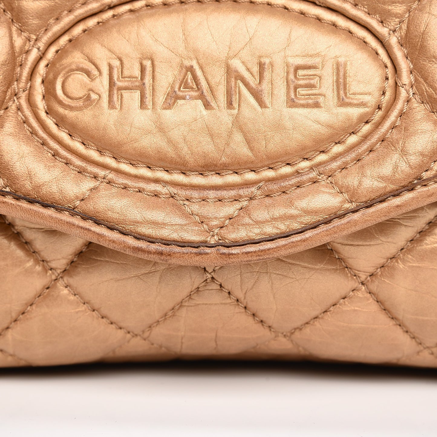 Aged Calfskin Vintage Ligne Flap Gold