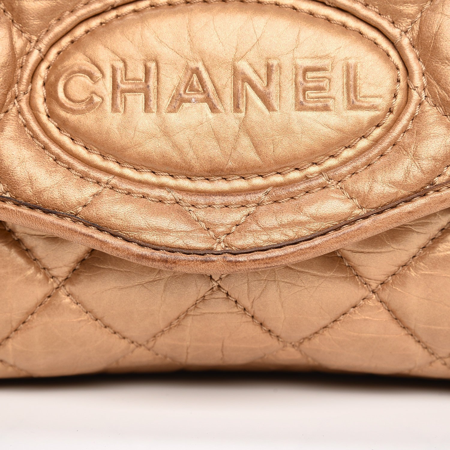 Chanel Aged Calfskin Vintage Ligne Flap Gold 9 of 15